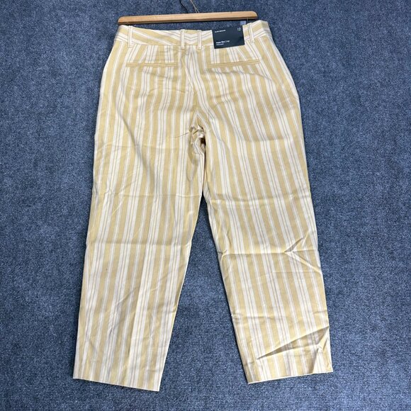 Club Monaco Pants Womens 12 Matie Slim Crop Yellow Stripe Cotton Stretch NEW - Picture 7 of 8